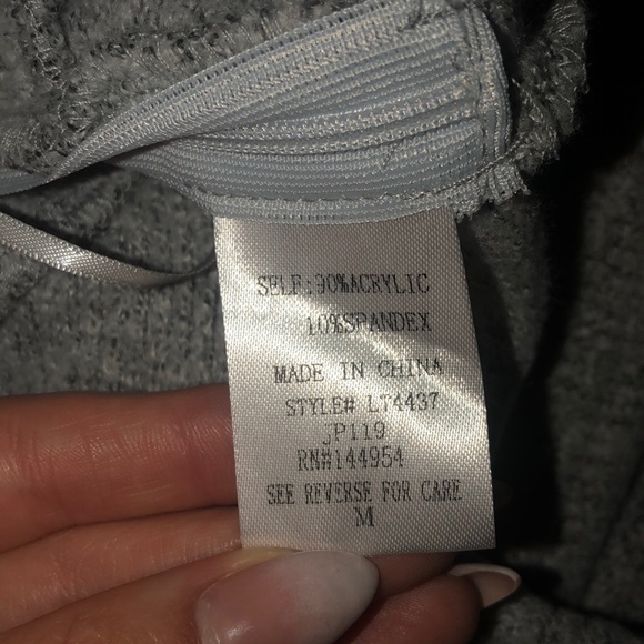 Gray Off the Shoulder Bow Crop Sweater - Picture 6 of 6